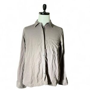 BKE Eased‎ Womens Long Sleeve Button Up Shirt Taupe Size L